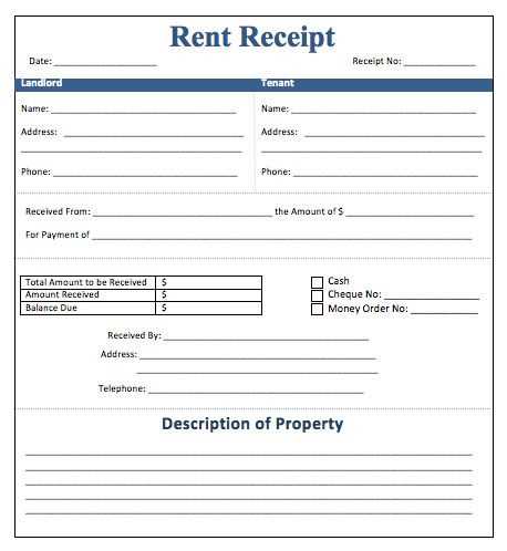 rent receipt template excel india