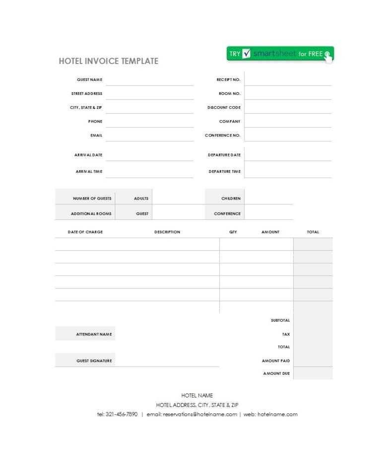 hotel receipt template word