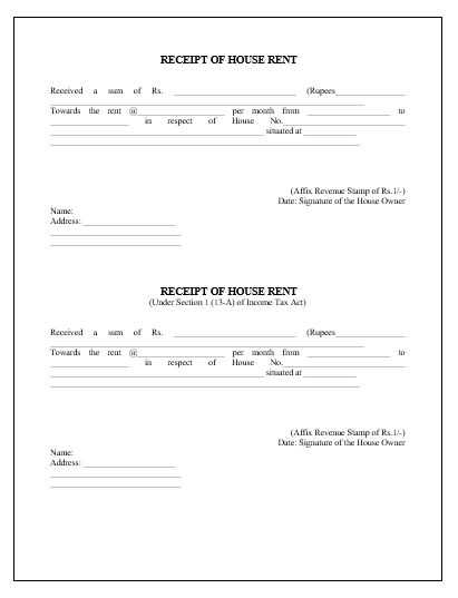 house rent receipt template doc