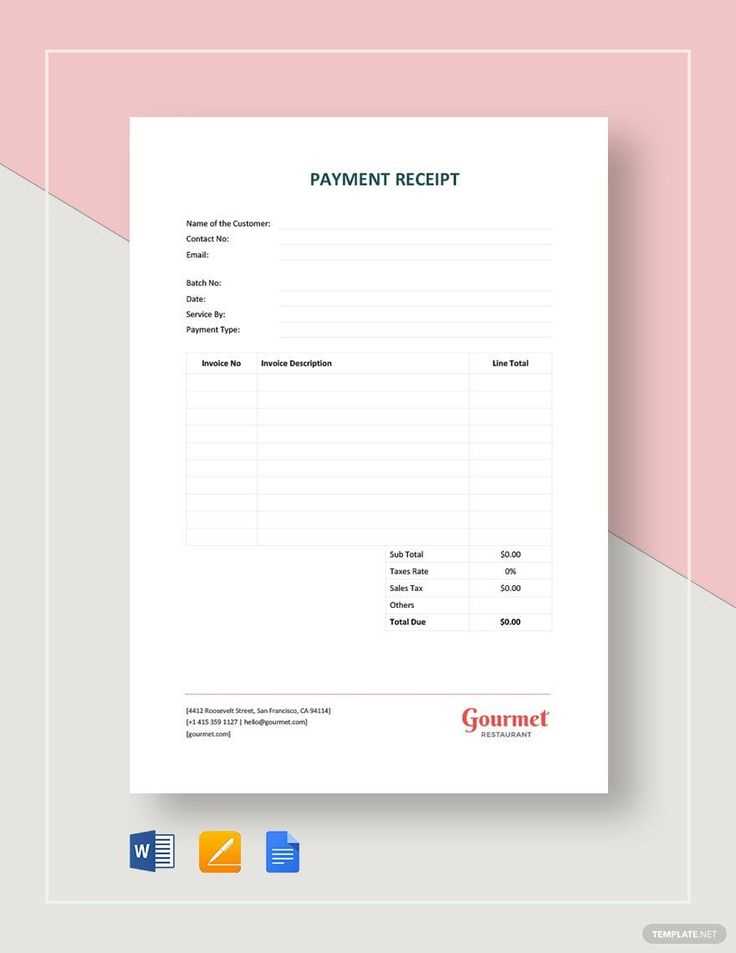 option receipt template google docs