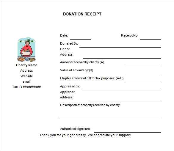 Charitable receipt template