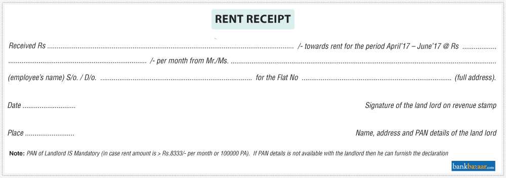 india rent receipt template word