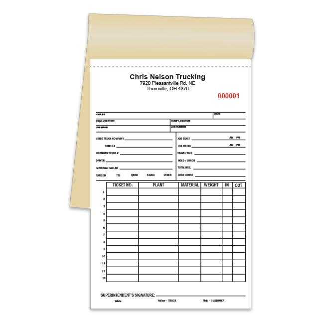 trucking delivery receipt template