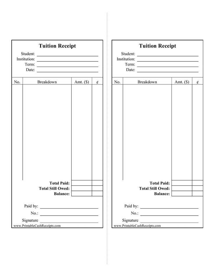 school tuition receipt template