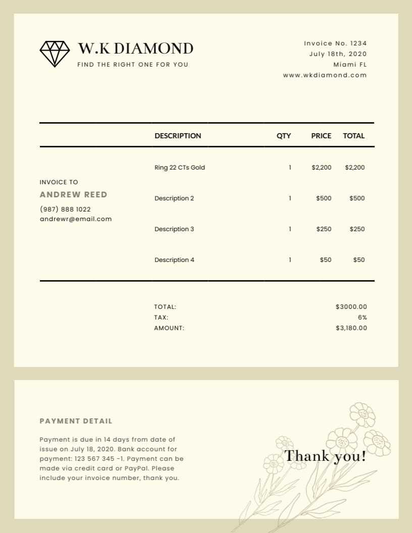 jewelry receipt template free