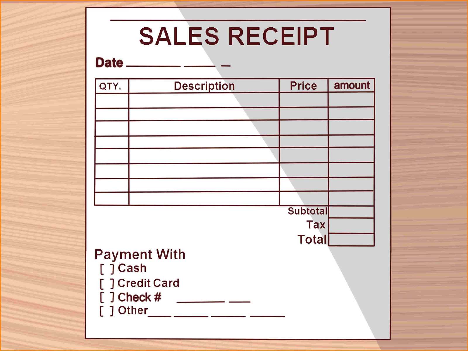 template sales receipt