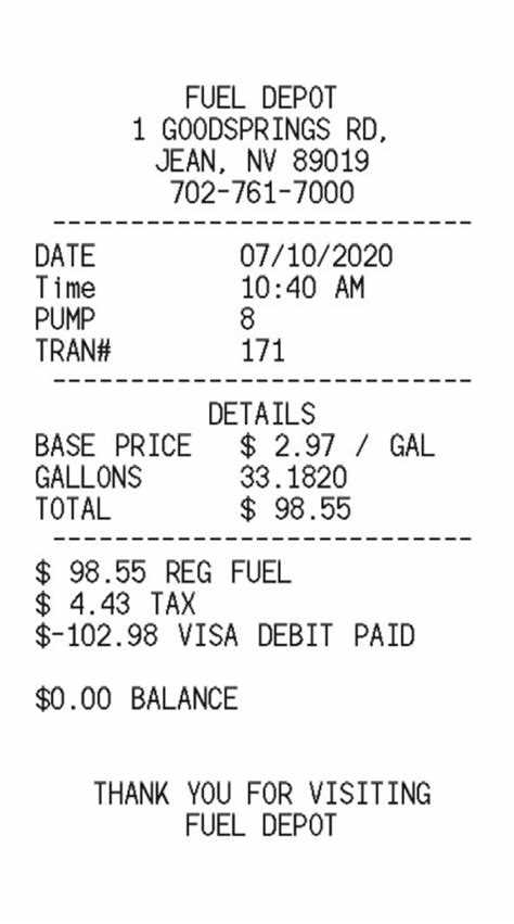 free fuel receipt template