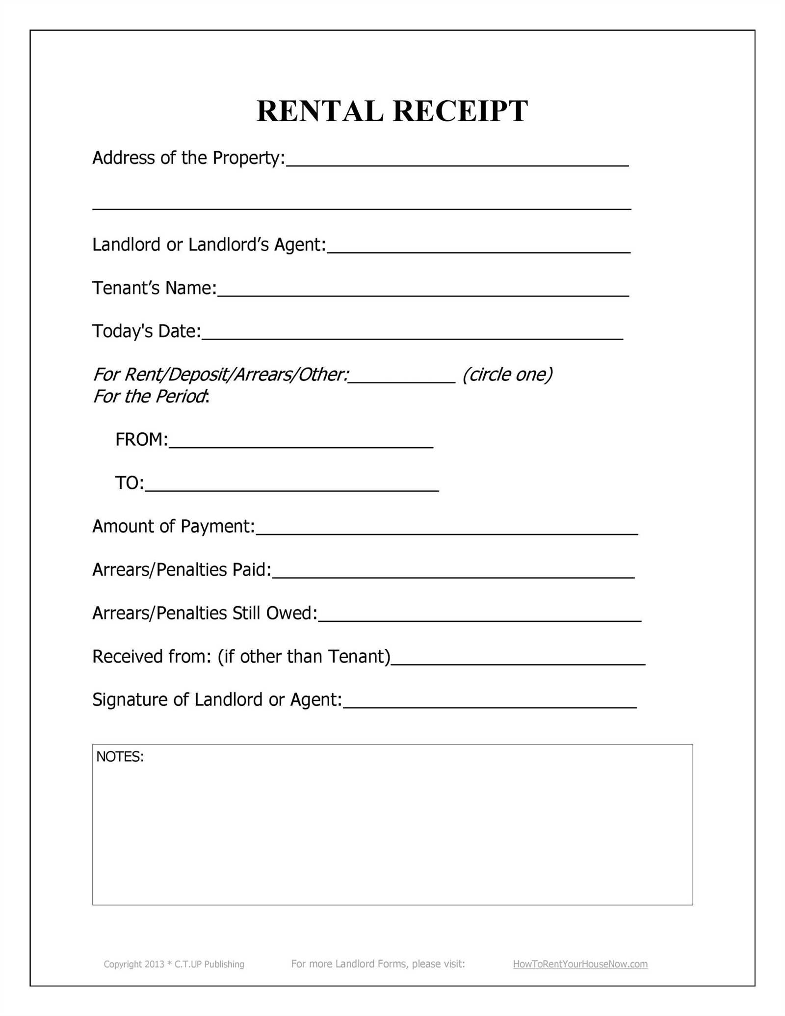 short rental receipt template