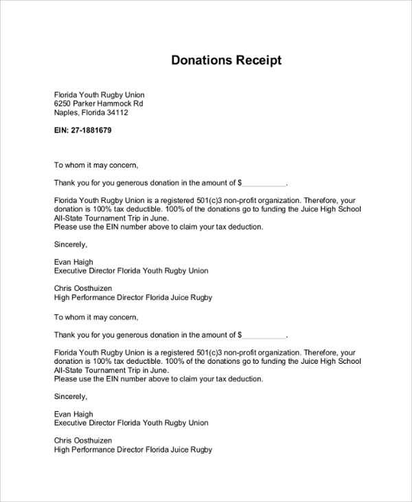 free tax deductible donation receipt template