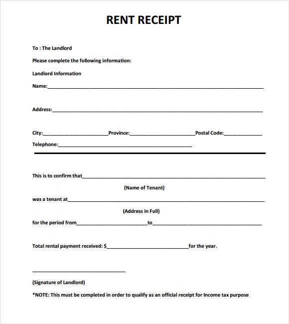 landlord receipt template