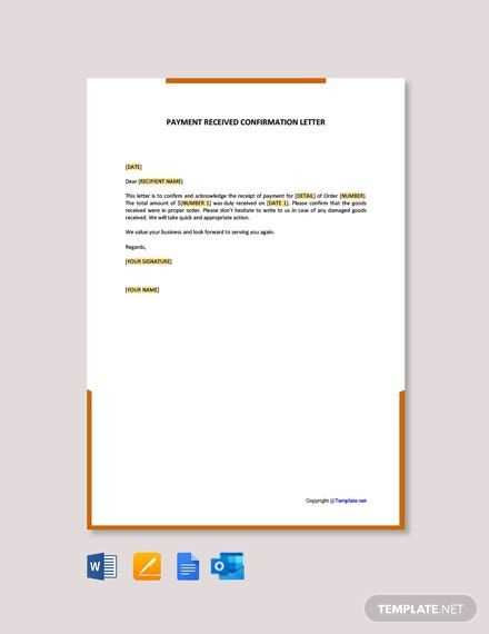 letter of confirmation of receipt template