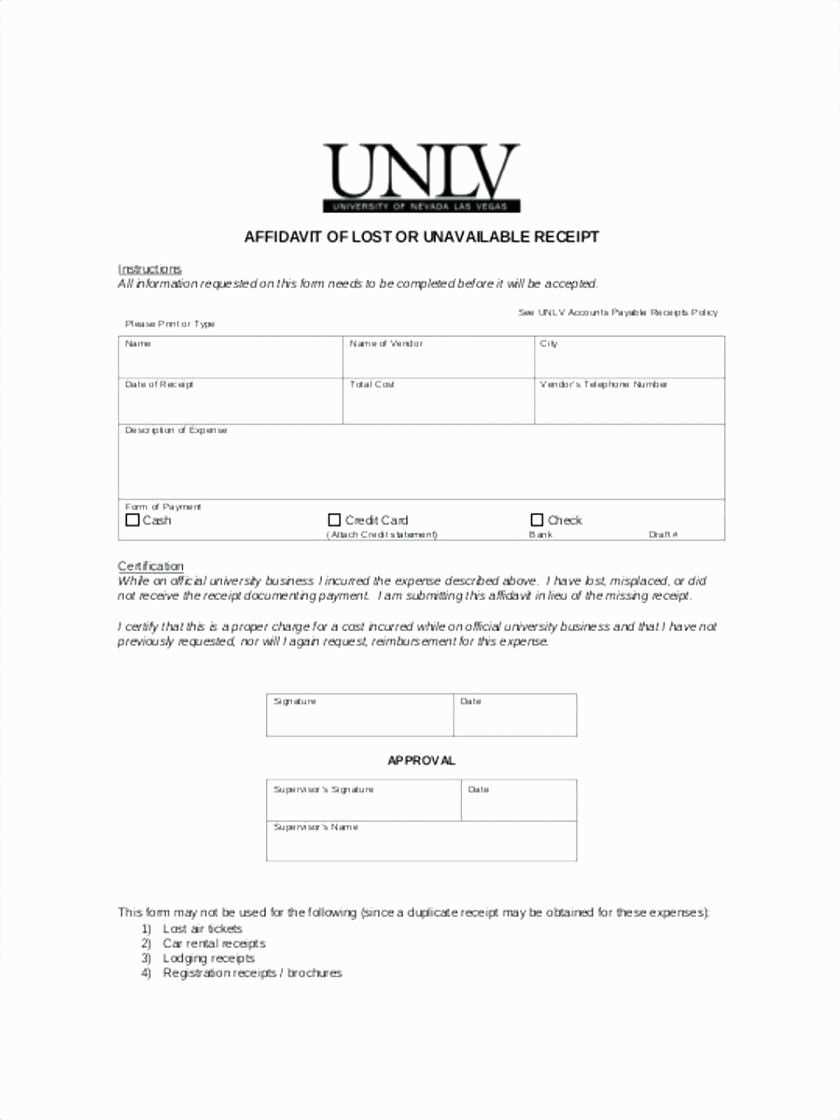 lost receipt form template dts