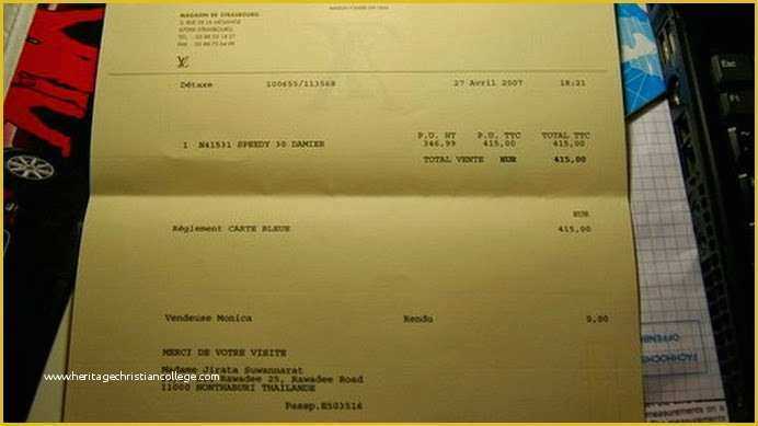 Louis vuitton template receipt
