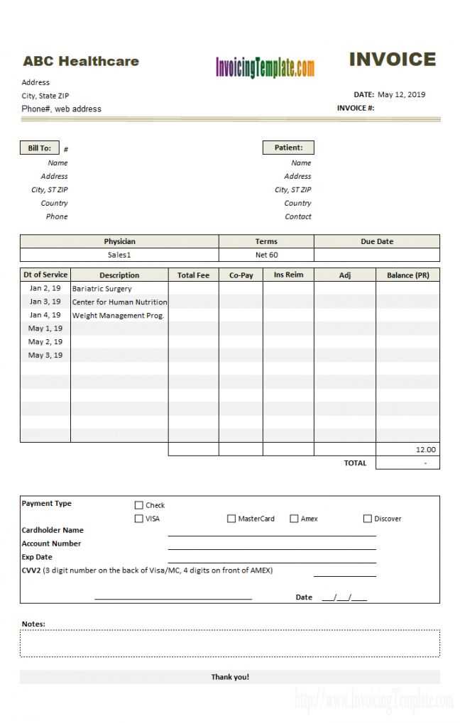 medical office receipt template