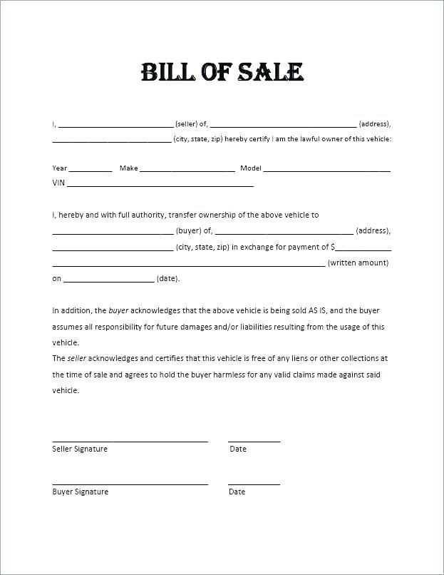 bill of sale receipt template