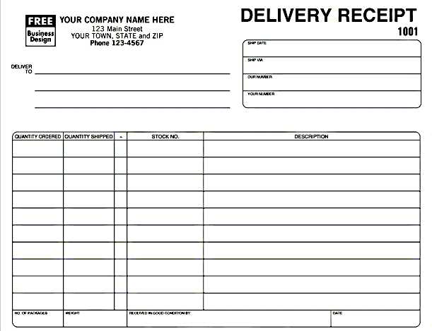 free sample delivery receipt template