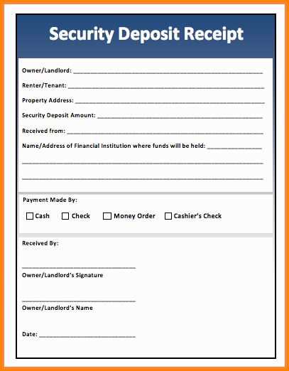 key deposit receipt template