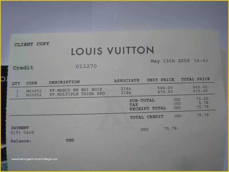 louis vuitton template receipt