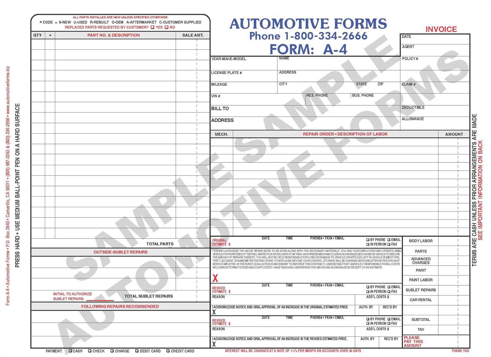 mobile phone repair receipt template