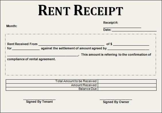 rent receipt books template