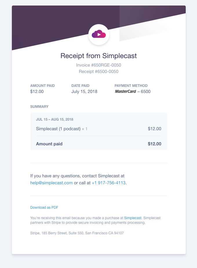 receipt email template html