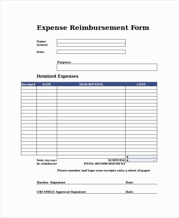 business expense receipt template