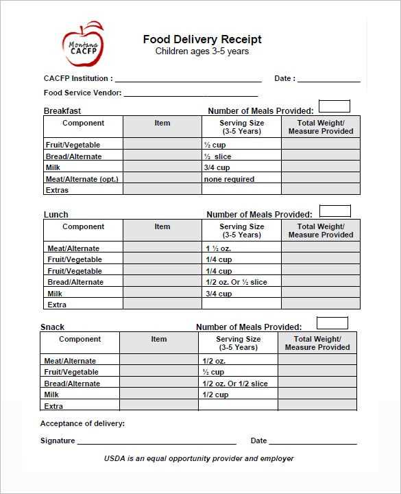 receipt of hand delivery template