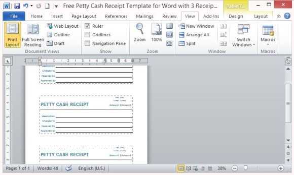 receipt template for word 2007