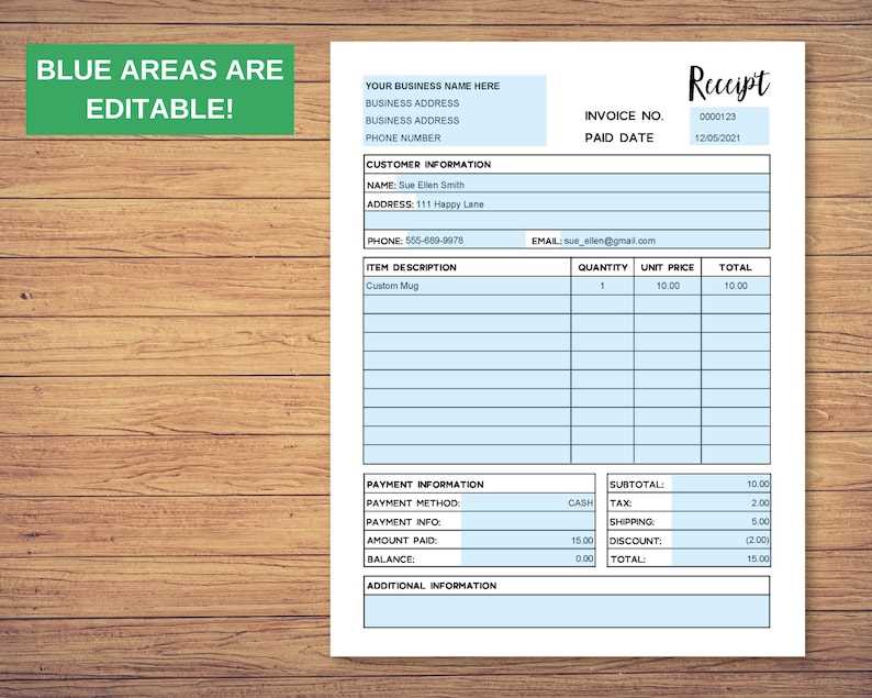 editable receipt template word