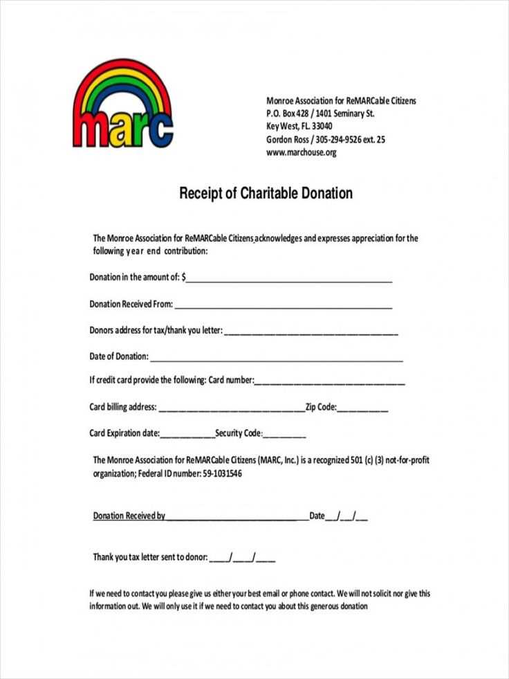 charity donation receipt template free