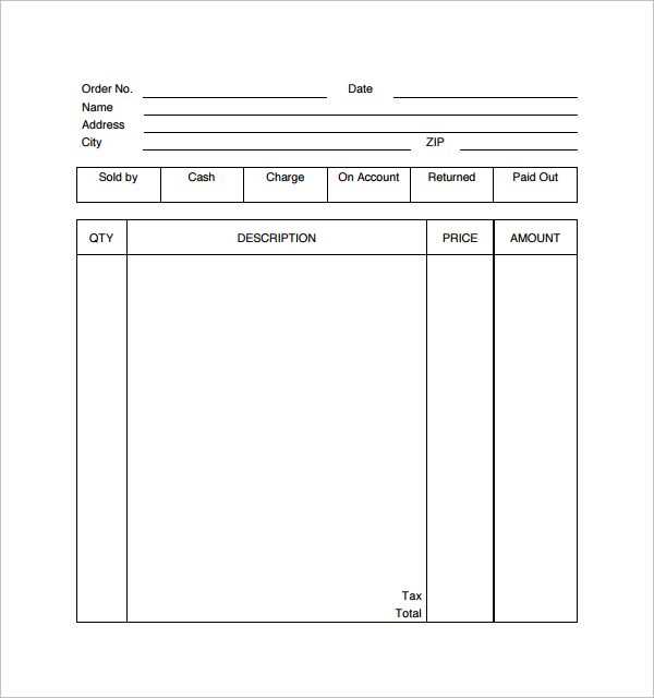 receipt of order template