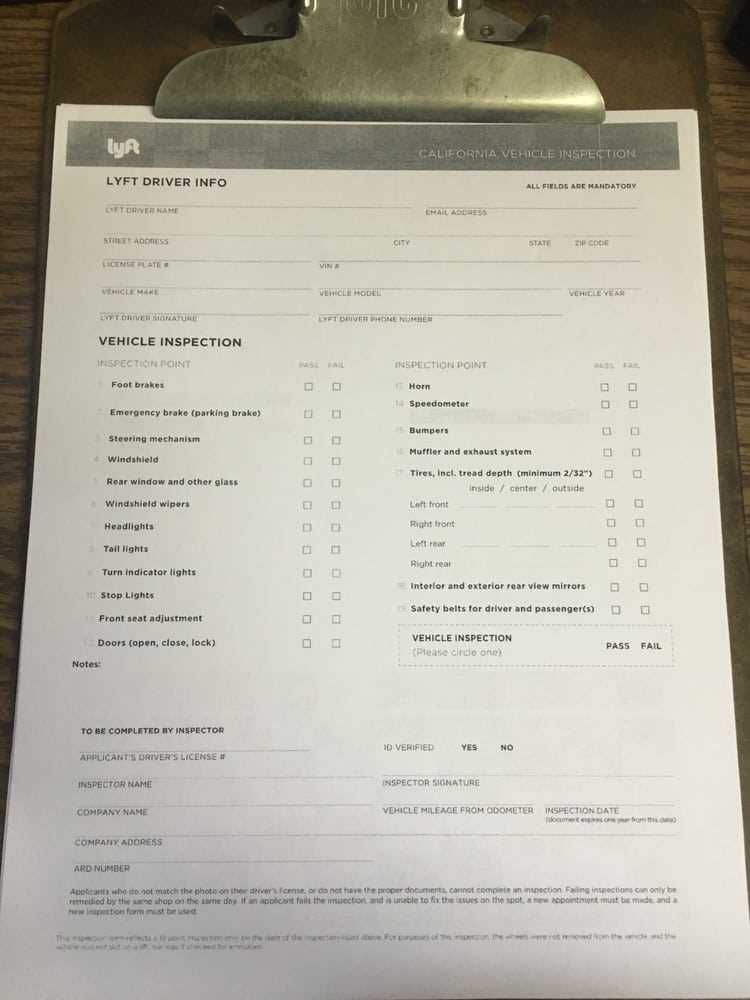 mechanic uber inspection receipt template