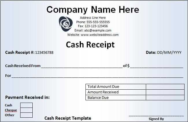 sample receipt templates in excel or word