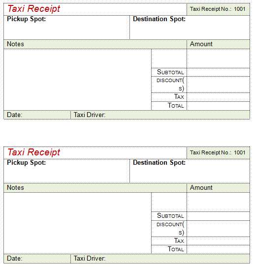 taxi receipt template doc