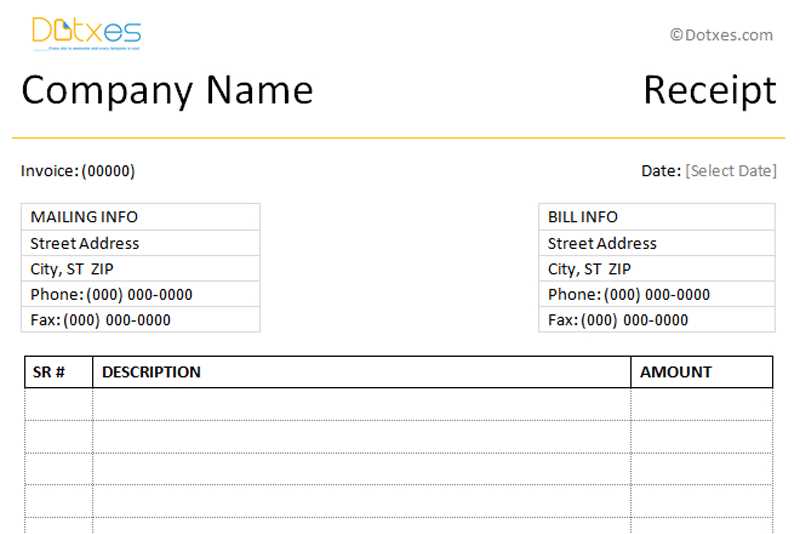 legal item receipt template