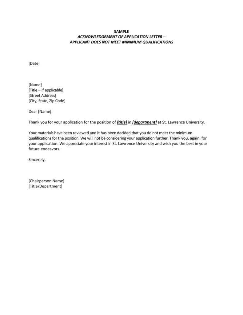 template application receipt acknowledgement letter sample