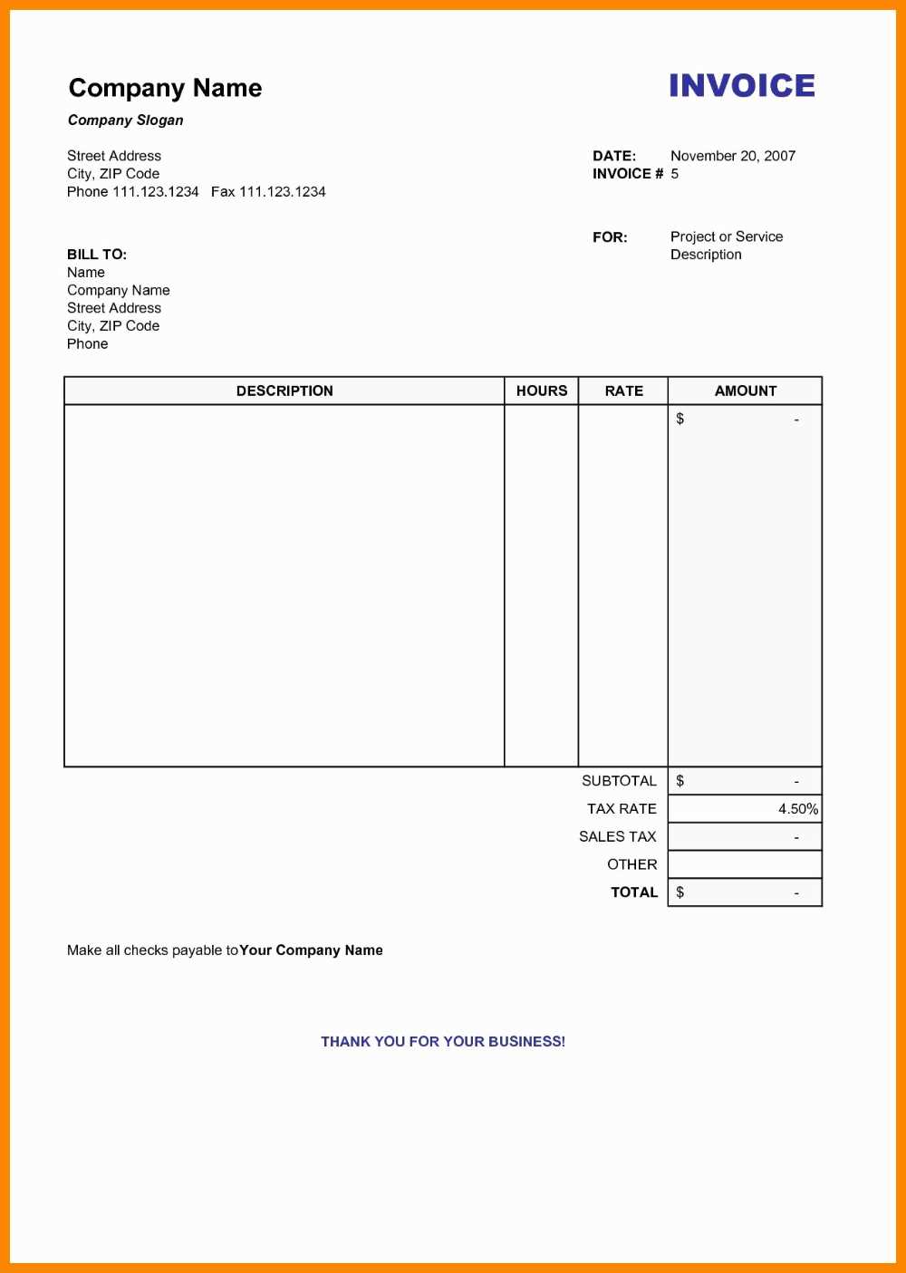 self employed receipt template