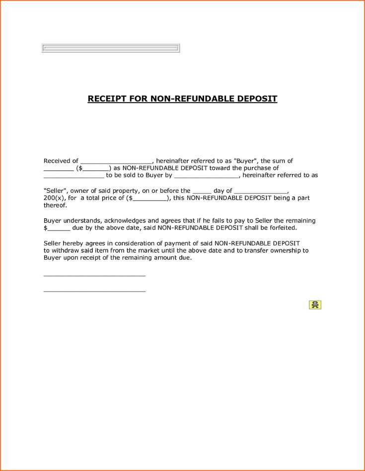 non refundable deposit receipt template