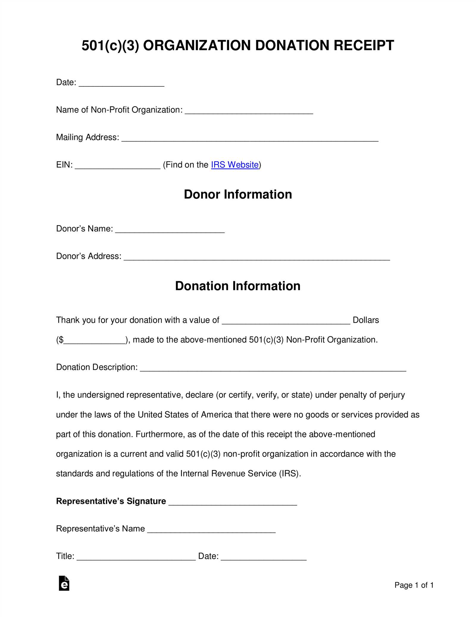 Tax donation receipt letter template
