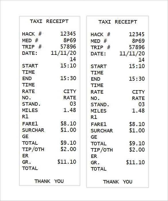 ny taxi receipt template