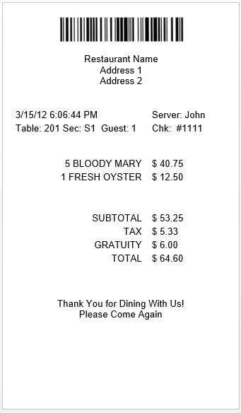 grocery store receipt template