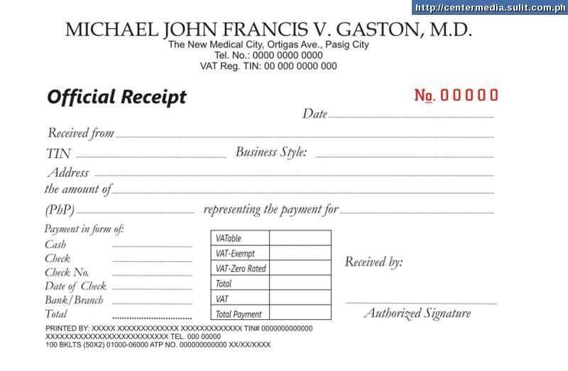 official receipt template