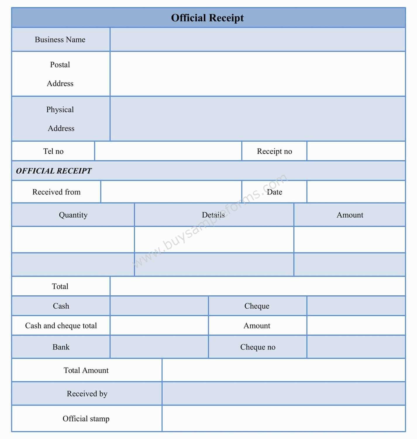 official receipt template word free download