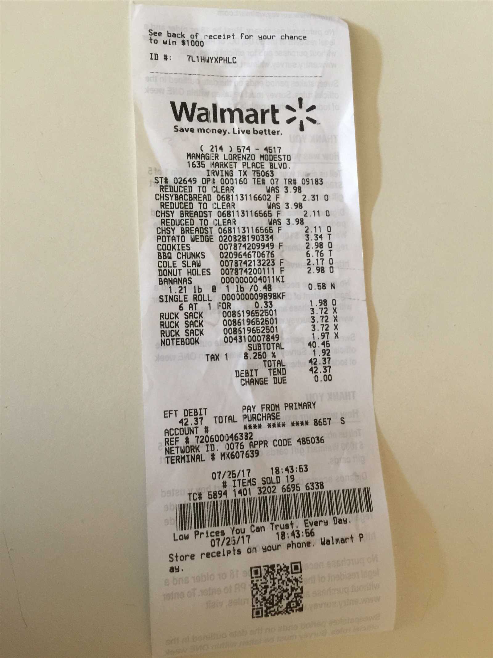 template for walmart receipt