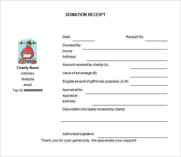 tax donation receipt template