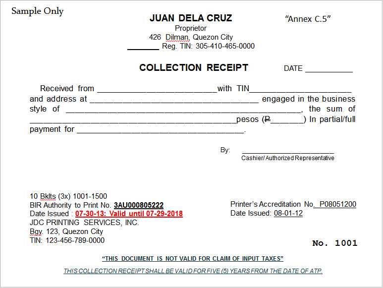 Official receipt philippines template