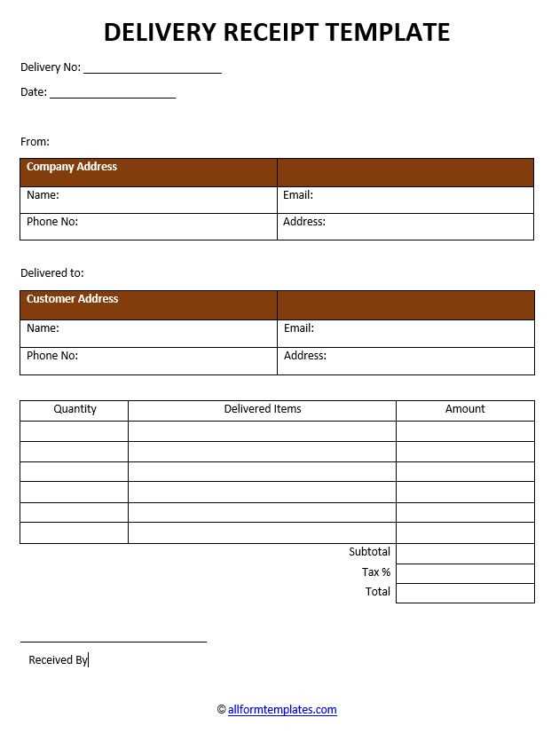 receipt docket template