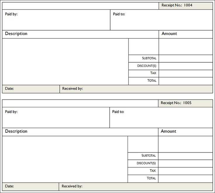 blank payment receipt template