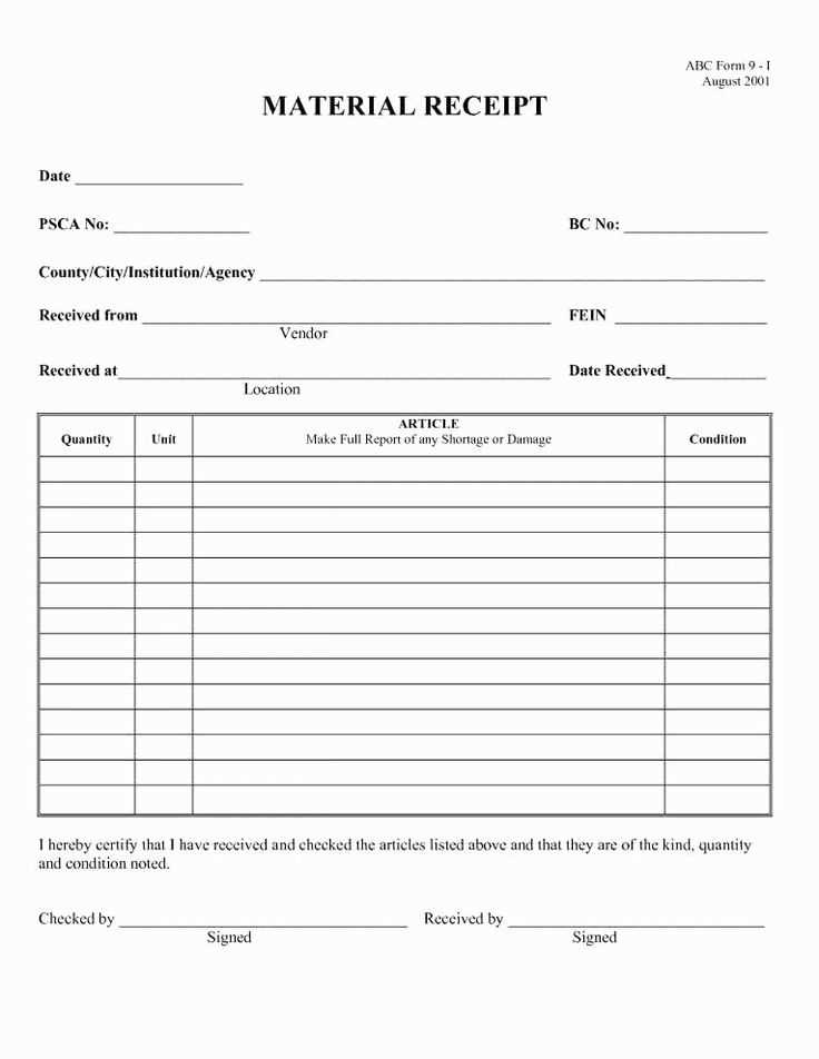Receipt template for services rendered