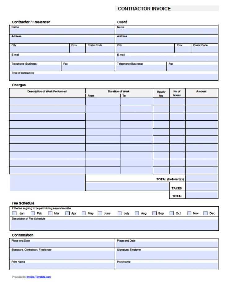 contractor receipts templates